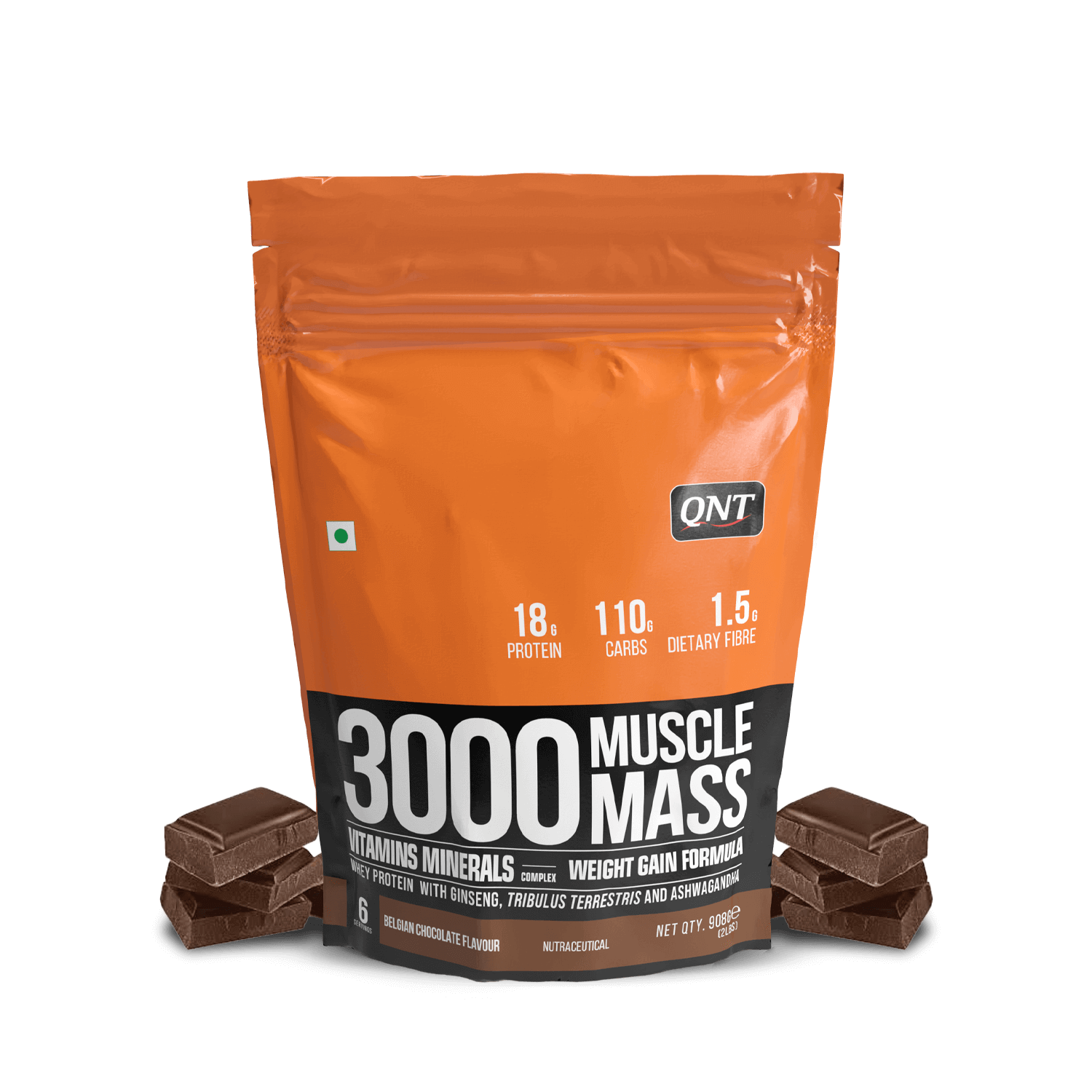 QNT | MUSCLE MASS 3000 WEIGHT GAINER | BELGIAN CHOCOLATE