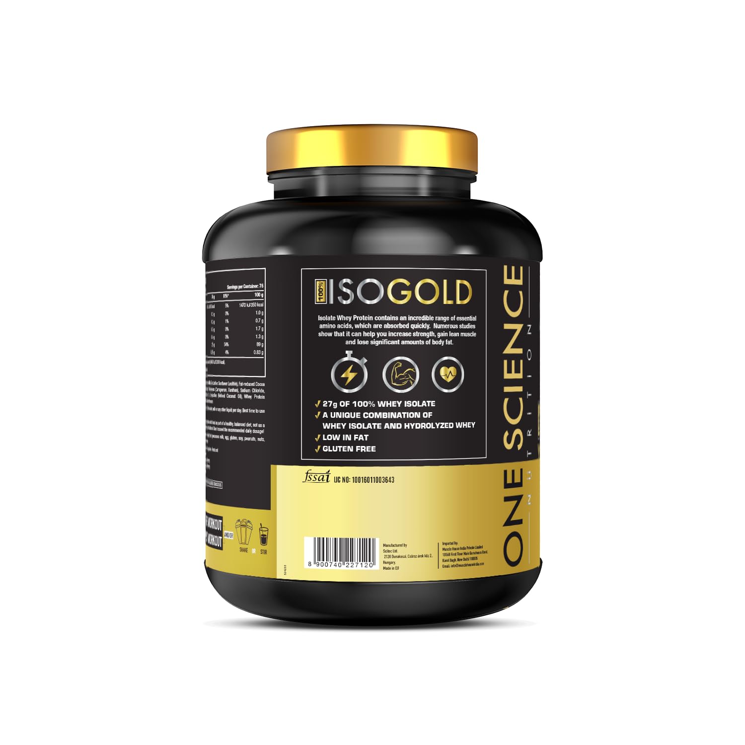 One Science Nutrition (OSN) 100% Iso Gold Whey Protein 5 lbs [Grass Fed Whey]- 27g Protein, 5.3g Glutamine, 6.4g BCAA