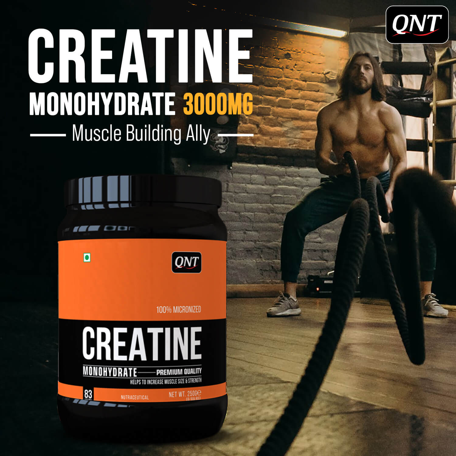 QNT | CREATINE MONOHYDRATE POWDER | 90 G