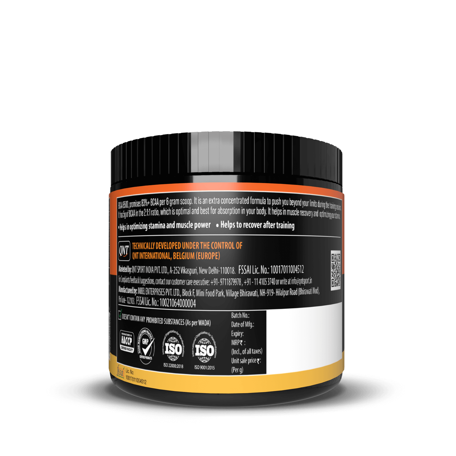 QNT | BCAA 8500 | ESSENTIAL AMINO ACIDS FOR MUSCLE RECOVERY | 180 GM