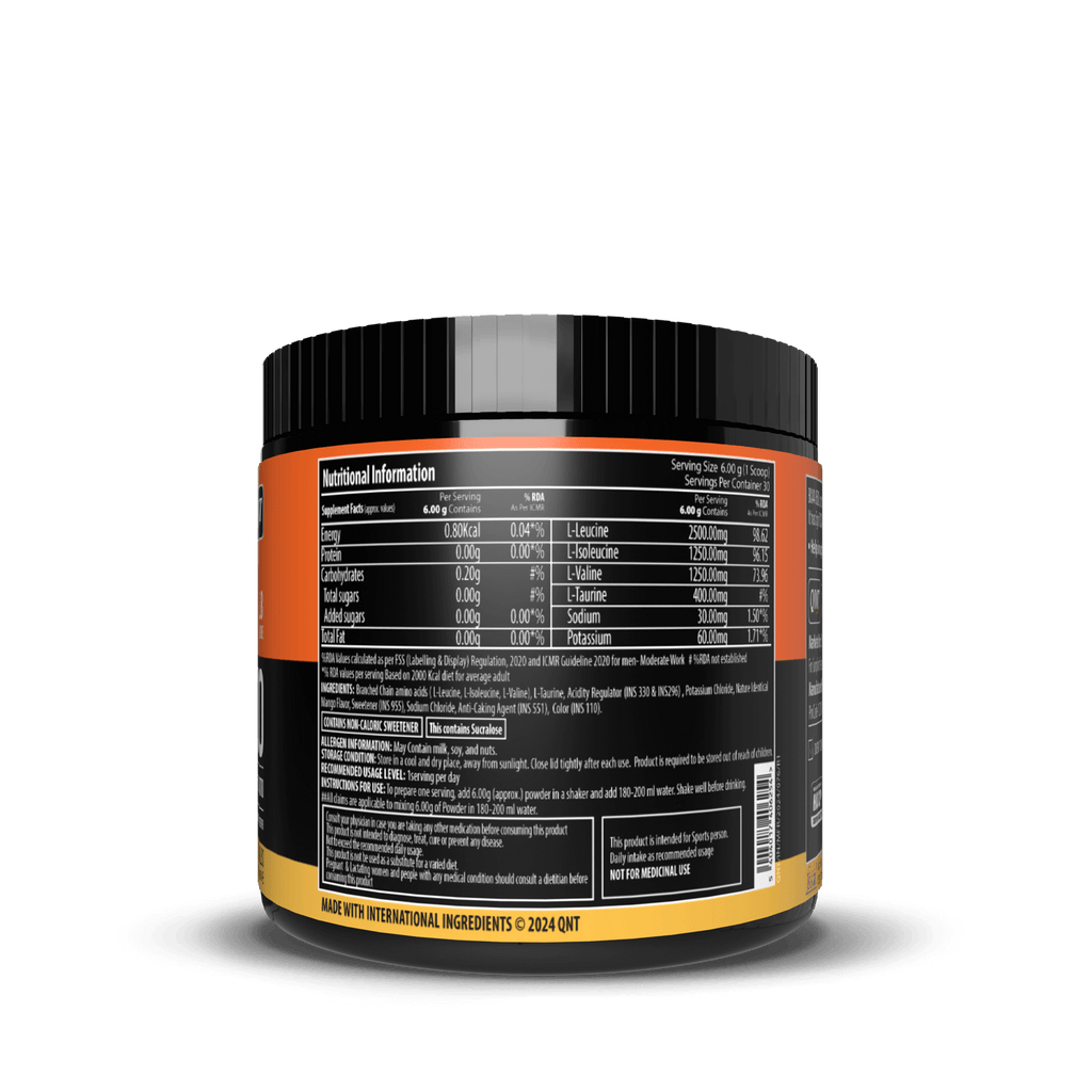 QNT | BCAA 8500 | ESSENTIAL AMINO ACIDS FOR MUSCLE RECOVERY | 180 GM