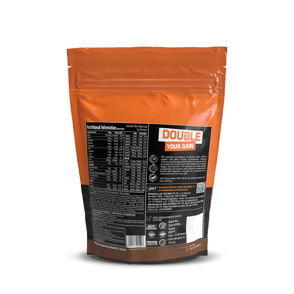 QNT | MUSCLE MASS 3000 WEIGHT GAINER | BELGIAN CHOCOLATE