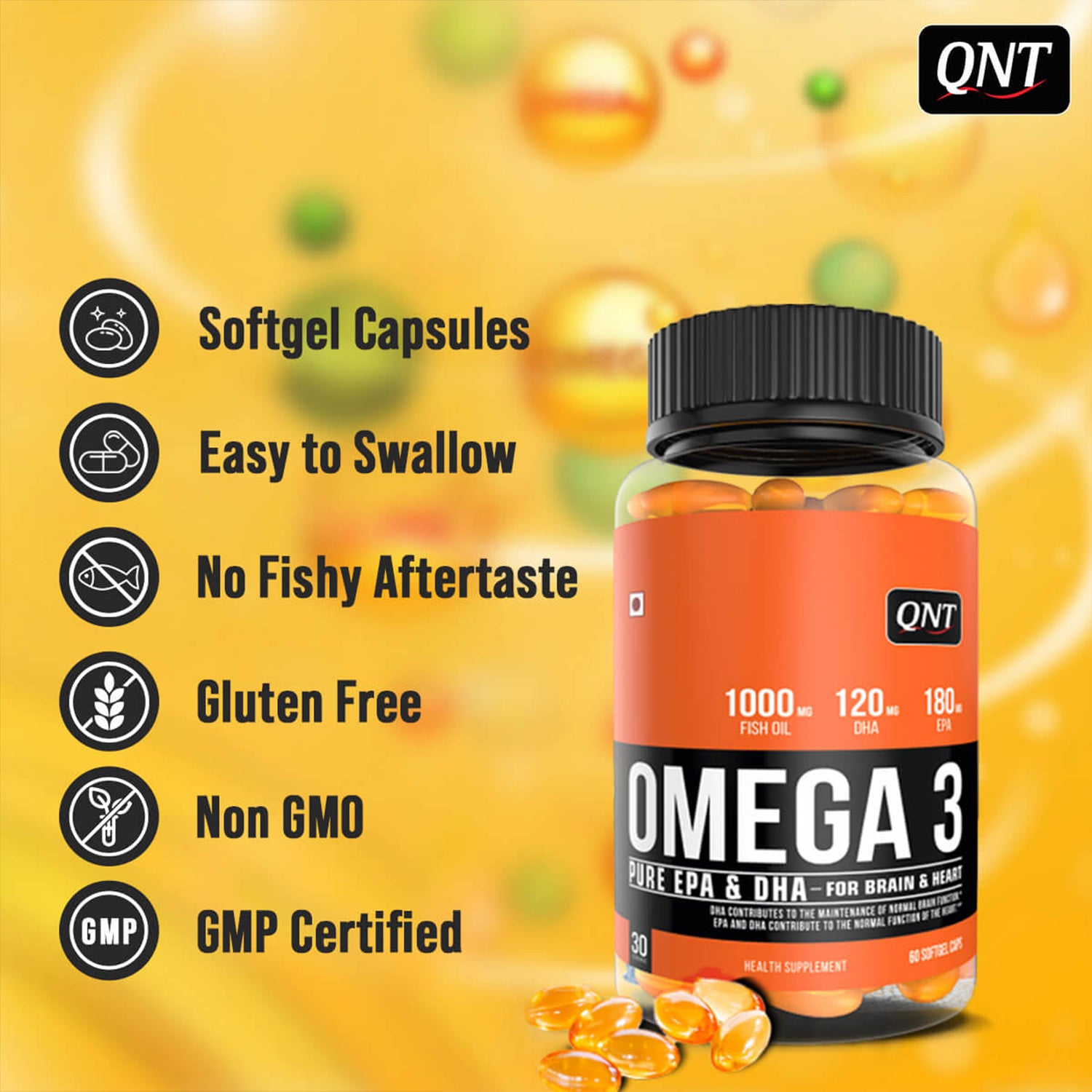 QNT | OMEGA 3 FISH OIL | 60 SOFTGELS
