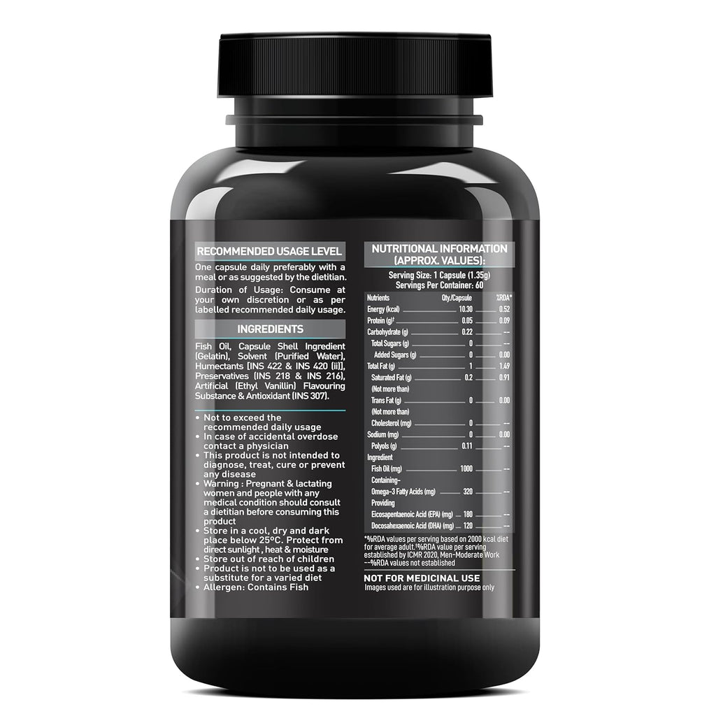 MuscleBlaze Omega 3 Fish Oil (1000 mg) with 180mg EPA and 120mg DHA