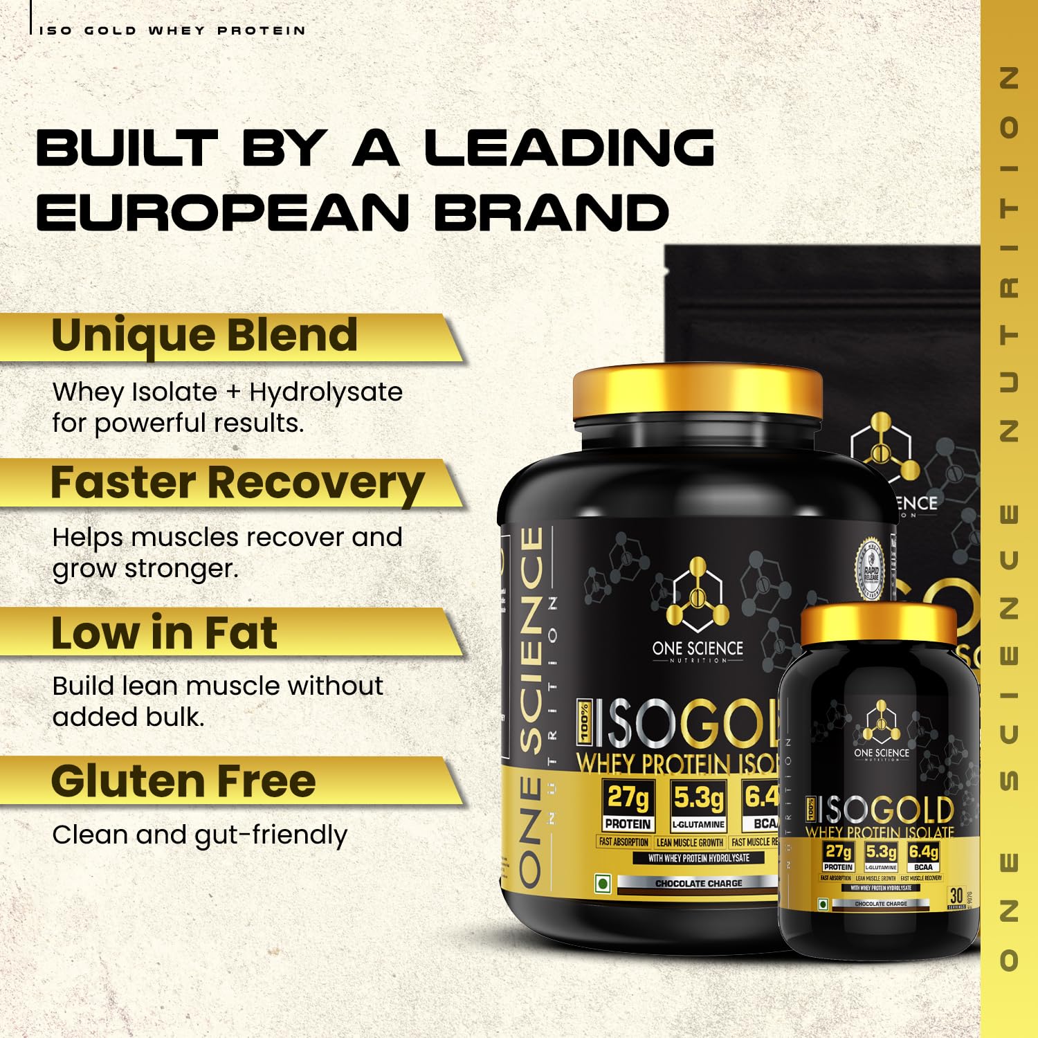 One Science Nutrition (OSN) 100% Iso Gold Whey Protein 5 lbs [Grass Fed Whey]- 27g Protein, 5.3g Glutamine, 6.4g BCAA