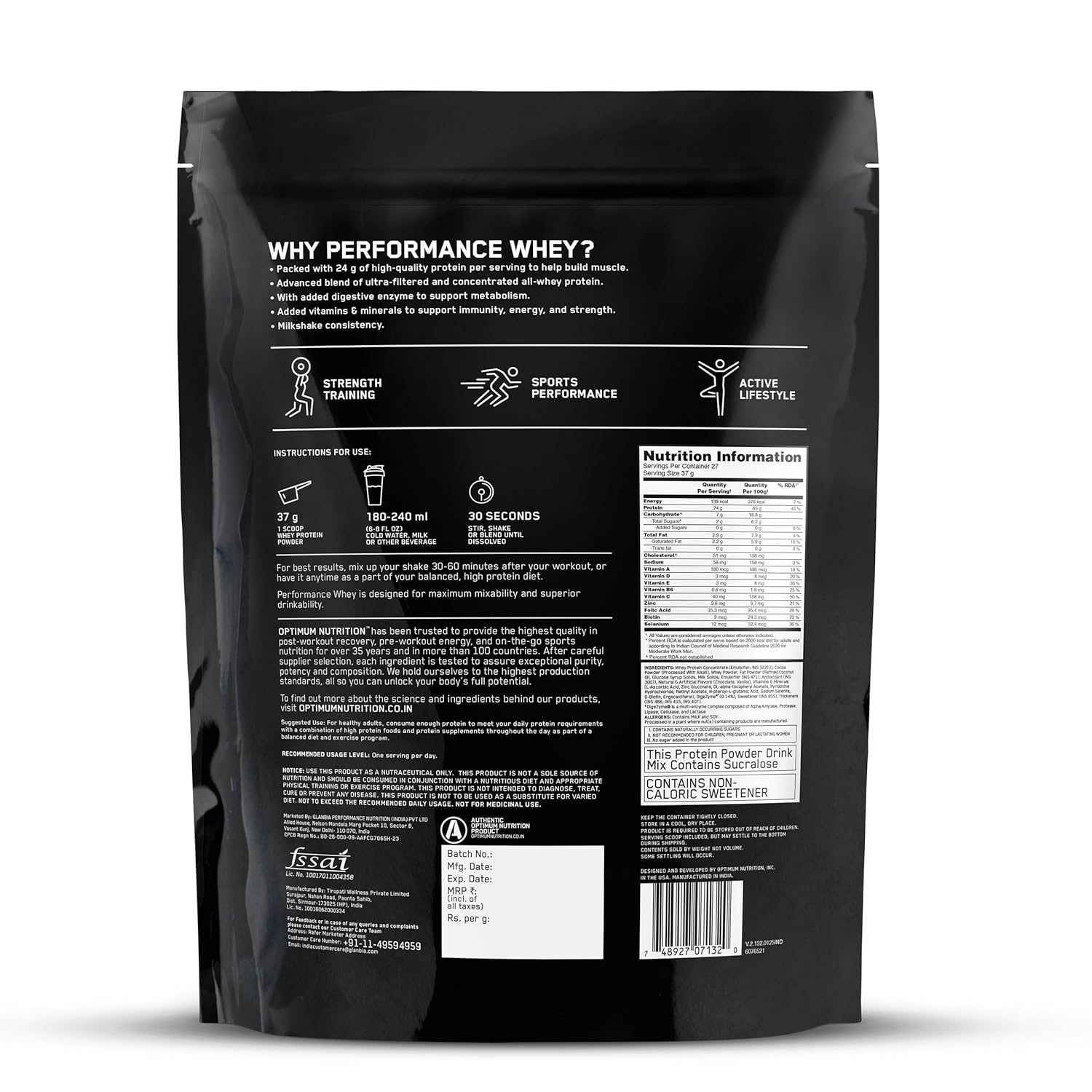 OPTIMUM NUTRITION | Performance Whey Protein Powder