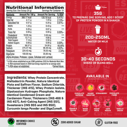 GNC 100% Whey Protein Faster Recovery & Lean Muscle Gains | Informed Choice Certified