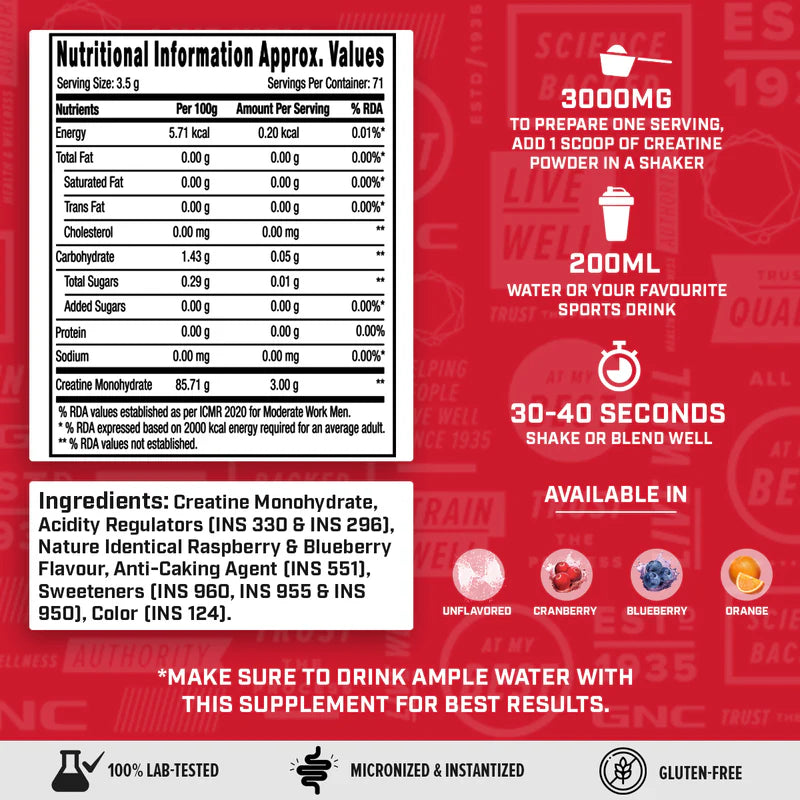 GNC Pro Performance Creatine Monohydrate | Powerful Muscle Pump for Intense Workout