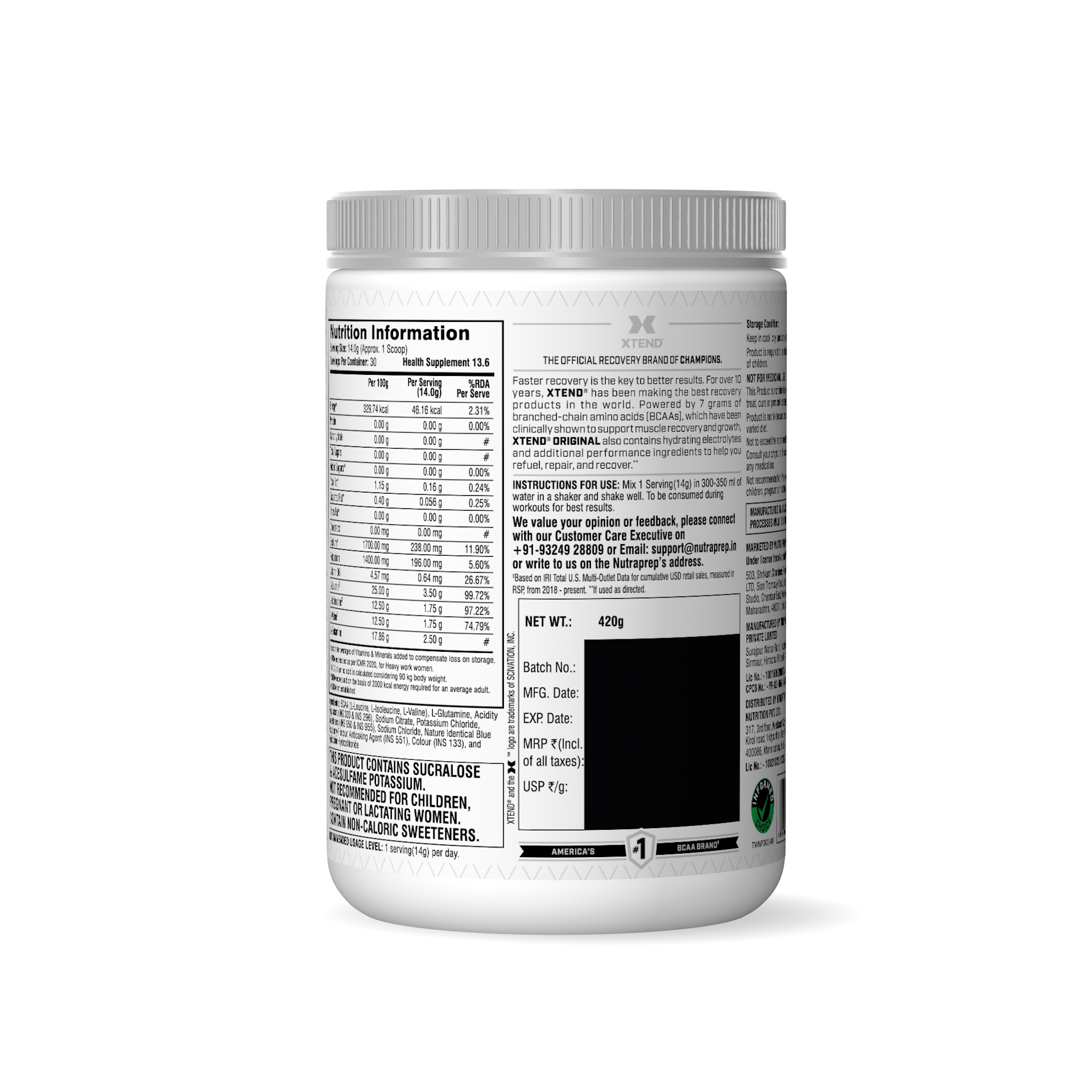Xtend Original BCAA Blue Raspberry Ice 30 Serving - 420GM