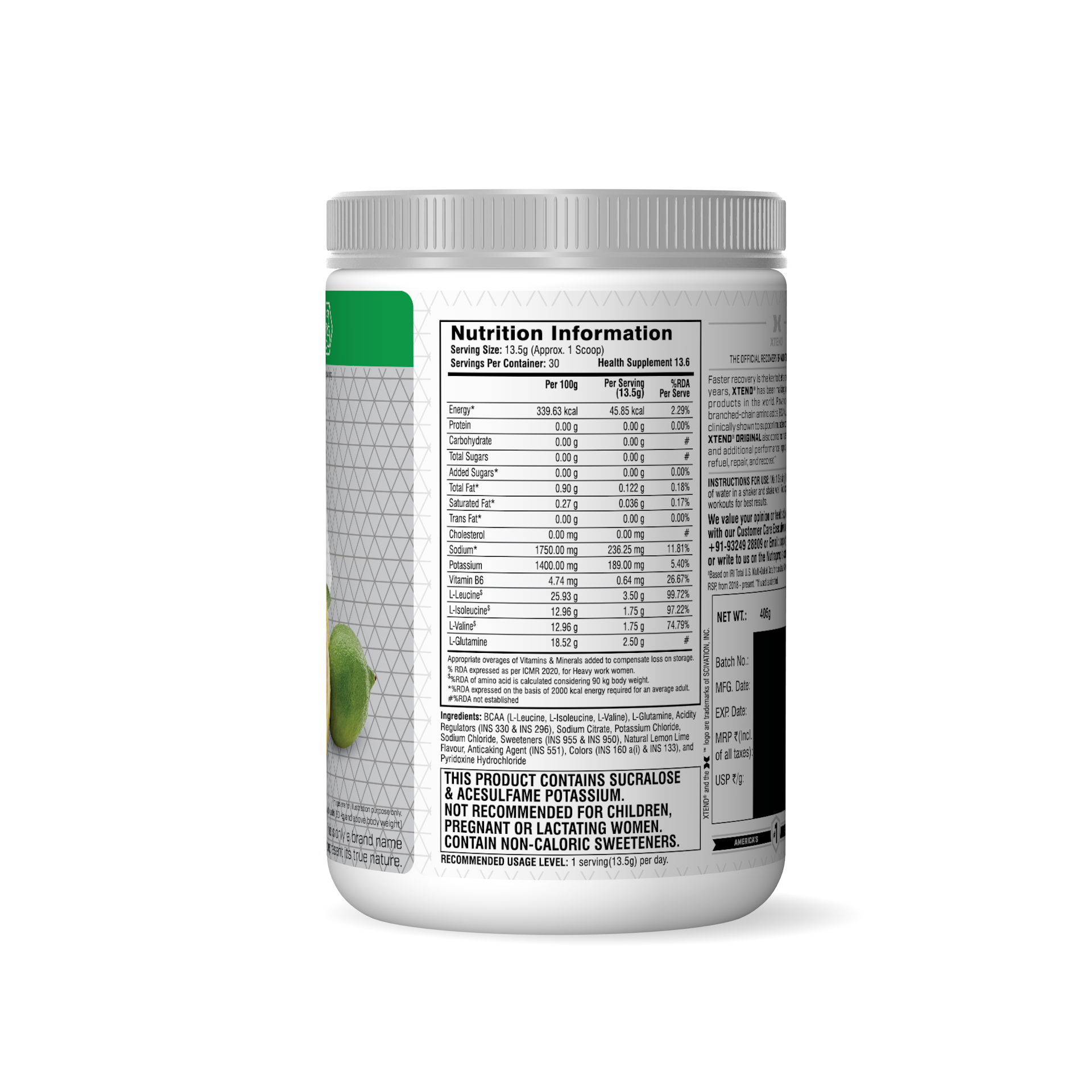 Xtend Original BCAA Lemon-Lime Squeeze 30 Serving - 405GM