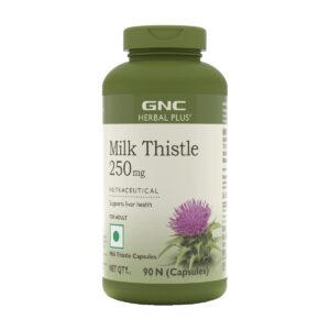 GNC Herbal Plus Milk Thistle | 90 Capsules | Removes Liver Toxins | Protects Liver Health | Detox Supplement for Men & Women | Promotes Proper Fat Digestion | Formulated in USA | 250mg Per Serving