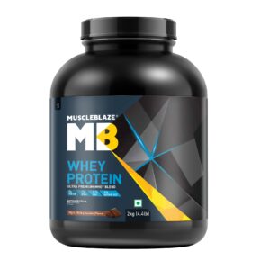 MuscleBlaze 100% Whey Protein, Ultra Premium Blend with Whey Protein Concentrate & Whey Protein Isolate, 25 g Protein per Scoop (Rich Milk Chocolate, 2 kg / 4.4 lb)