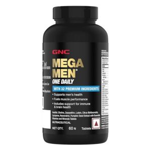 GNC Mega Men One Daily Multivitamin | 60 Tablets | 32 Premium Ingredients | Promotes Men’s Well-Being | Supports Muscle Function | Boosts Immunity | Improves Memory & Focus | Formulated In USA