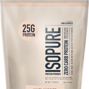 Isopure Unflavoured Whey Protein Isolate Powder, 1 lb (Pack of 1, 18 Servings) | 25gm