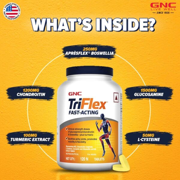 GNC TriFlex Fast Acting | 120 Caplets | 7X Better Joint Health - Image 6