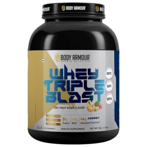 Body Armour Whey Triple Blast (Dryfruit Rabdi -2kg) With Whey Protein Hydrolised,Isolate and Concentrate | Protein Powder for Muscle & Bone Health