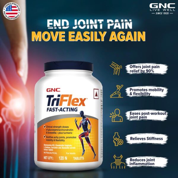 GNC TriFlex Fast Acting | 120 Caplets | 7X Better Joint Health - Image 7