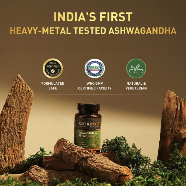 Koshaveda Ashwagandha AF-43™ 600mg by MuscleBlaze | 60 Capsules | - Image 8